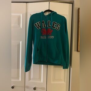 Manav Premier Clothing Girl’s Sz L Cozy Turquoise Cardiff Wales Zip Up Hoodie